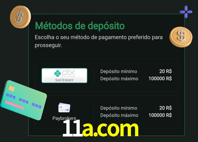 O cassino 11a.com oferece uma grande variedade de métodos de pagamento